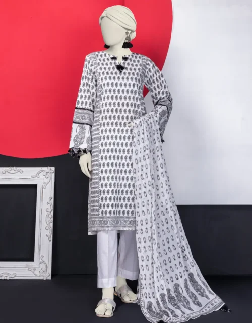 J. Lawn-S-24-591 White Lawn Unstitched 3PC