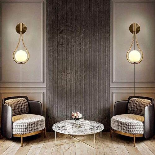 Modern Tear Drop Brass Globe Round Wall Light - Image 5