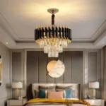 Round Modern Gold & Black Crystal Chandelier (400mm)